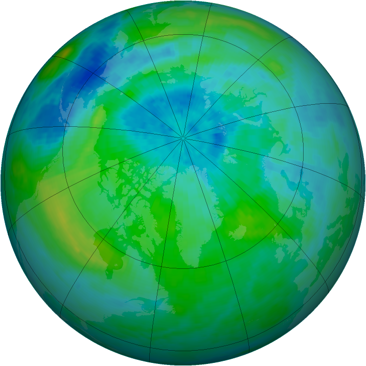 Arctic ozone map for 14 September 1992